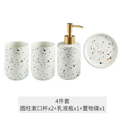 Ceramic Terrazzo Pattern Soap Dispenser For Bathroom Counter Use
