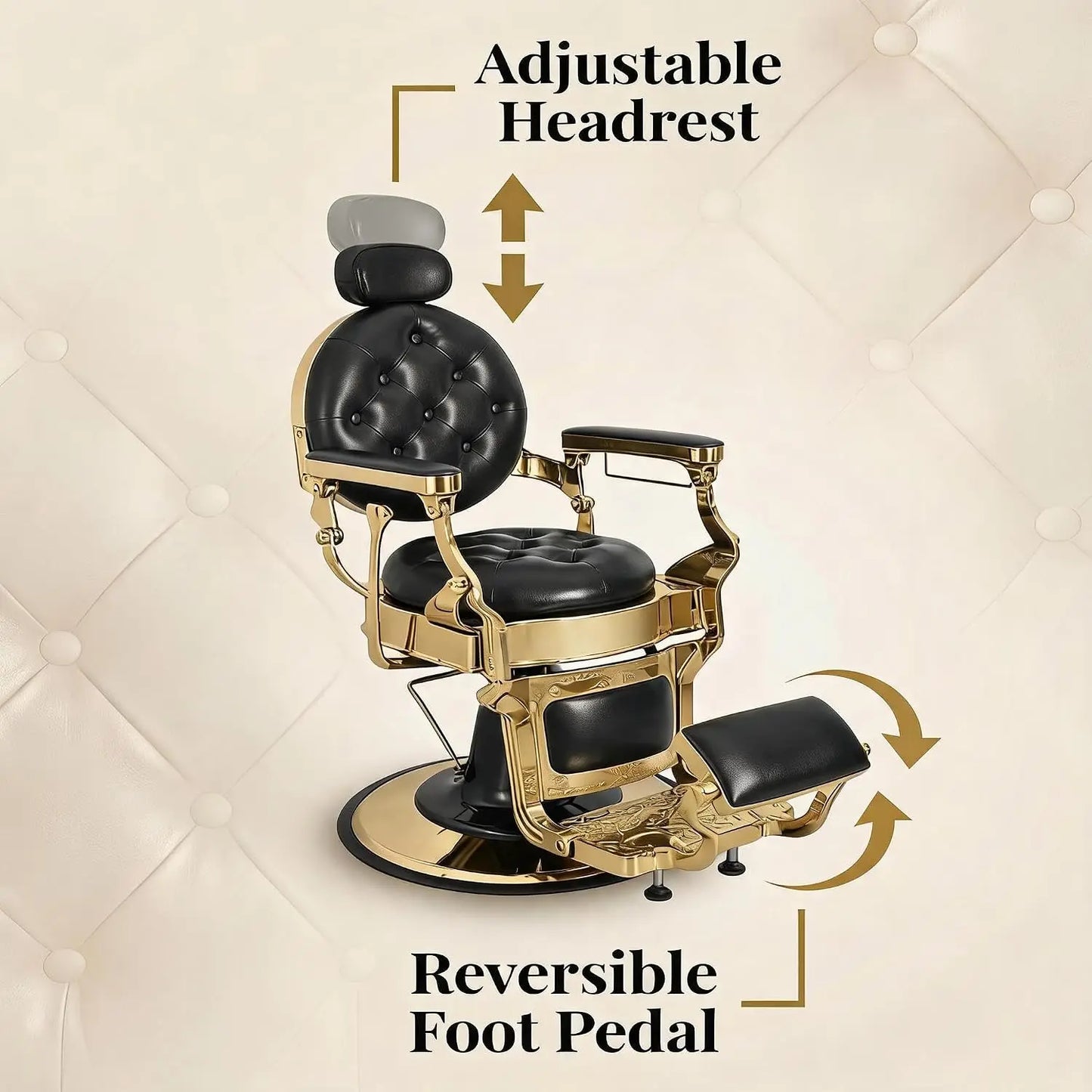 Vintage Barber Chair With Hydraulic Recline And 360 Degree Swivel
