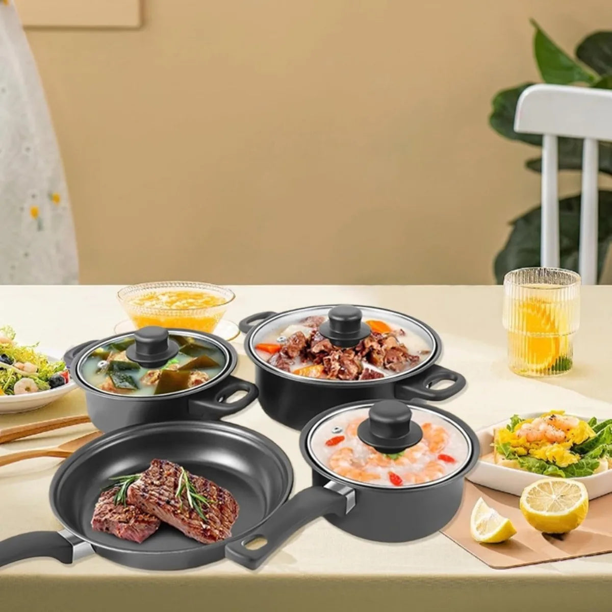 COBASPORT 13 Piece Nonstick Pots And Pans Set Induction Cooktop