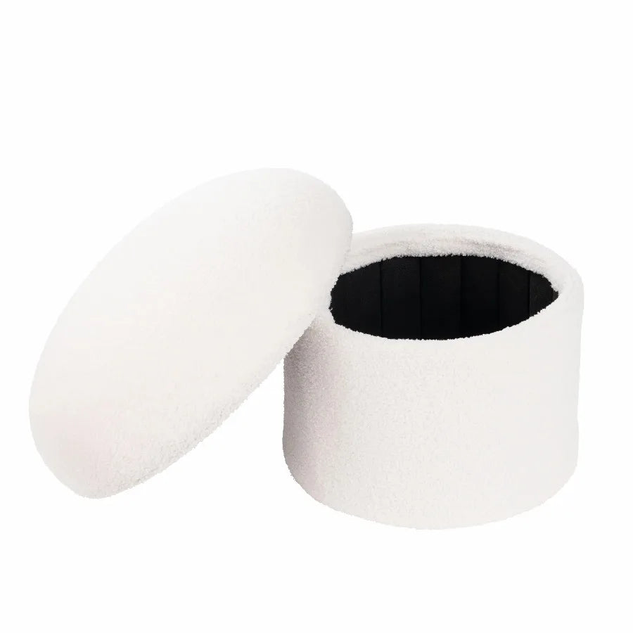 Mainstays Mushroom Boucle Storage Ottoman Upholstered Footrest