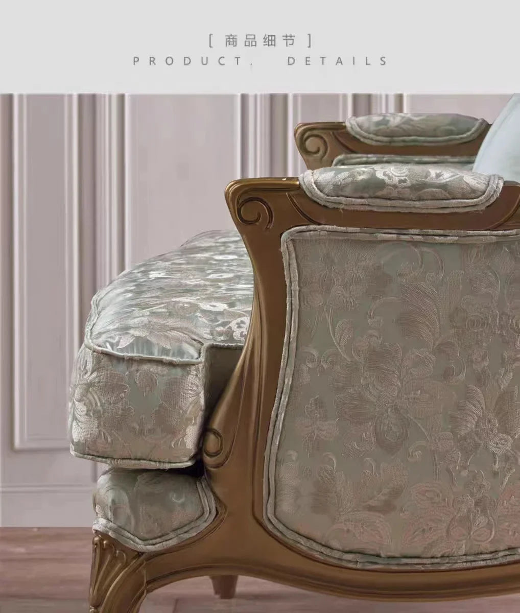 French Style Solid Wood Carved Recliner Single Sofa Chair