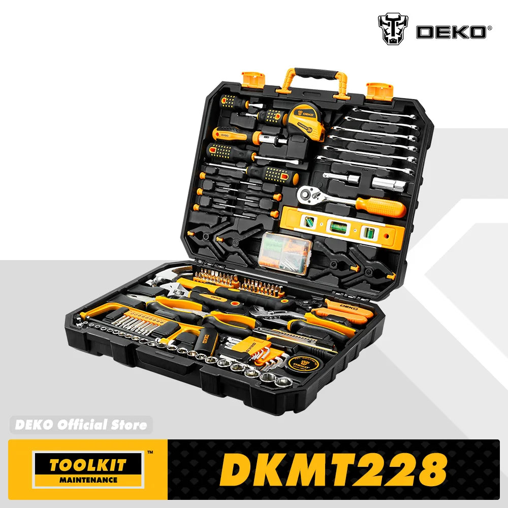 DEKOPRO 228 Piece Socket Wrench Tool Set With Plastic Box