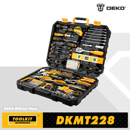 DEKOPRO 228 Piece Socket Wrench Tool Set With Plastic Box