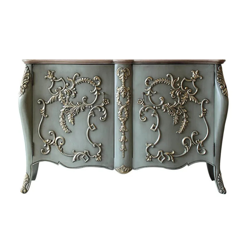 Dustproof Luxury Kitchen Cabinet Classic Green French Narrow Kitchen Cabinet Vintage Wooden Szafka Kuchenna Furniture Home