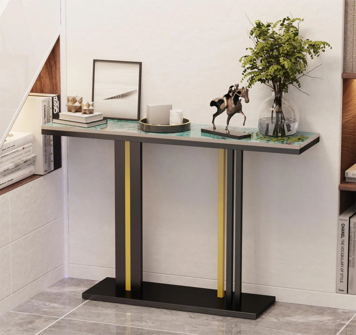 Modern Marble Console Table Iron Frame Hallway Sofa Table