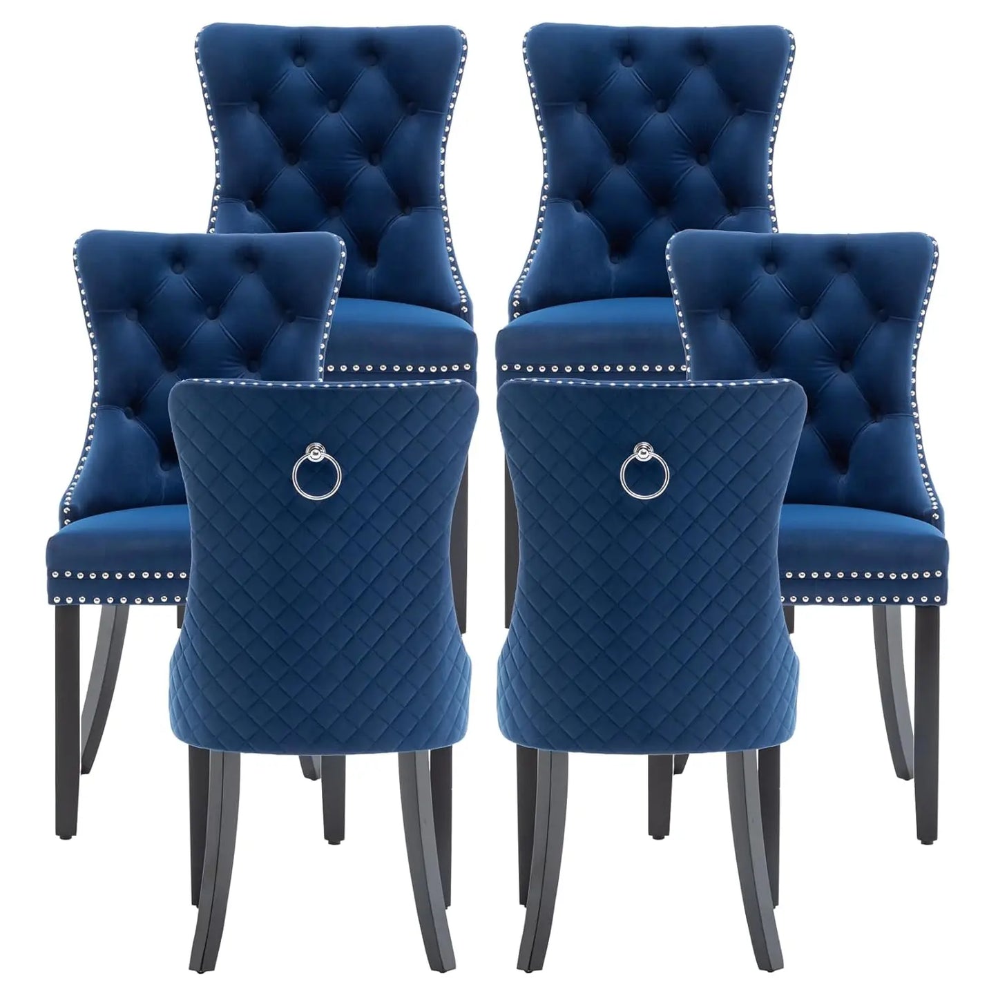 Synthetic Leather Dining Chairs Set Of 6 With Nailhead Trim Upholstered