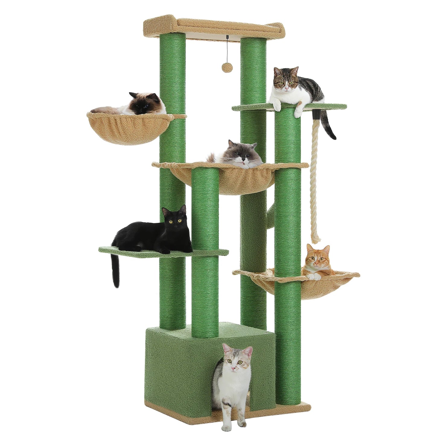 PEQULTI CN Multi Level Cat Tree With Scratching Posts And Cozy Condo