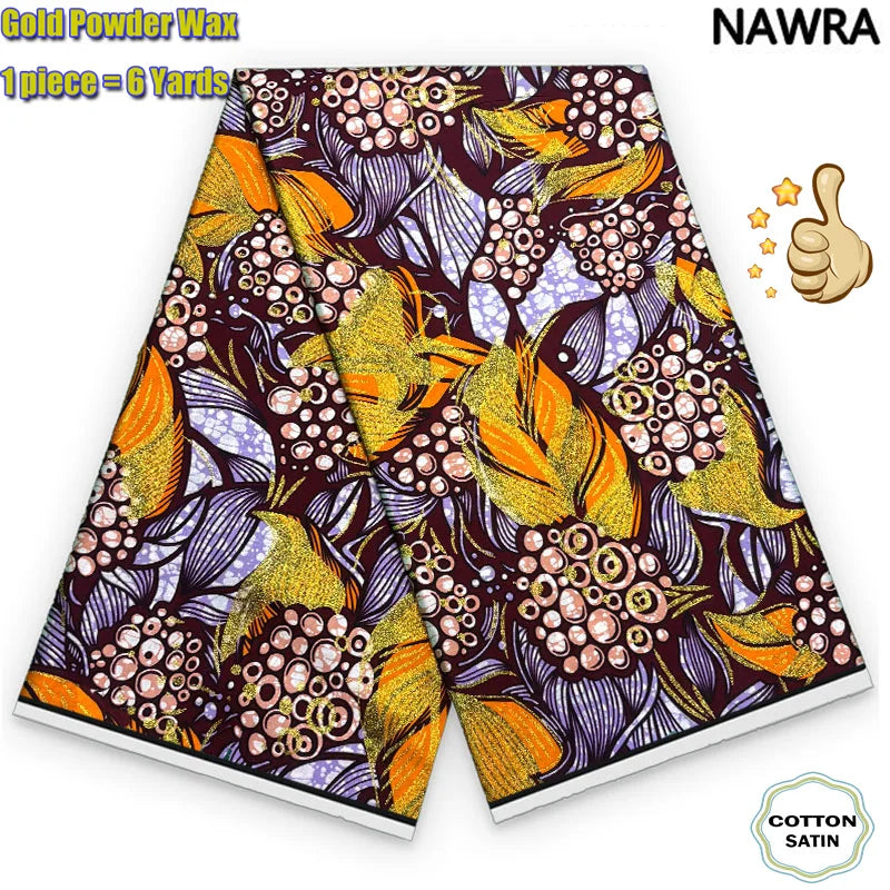 NAWRA CN Grand Gold Wax 100 Percent Cotton Batik Fabric