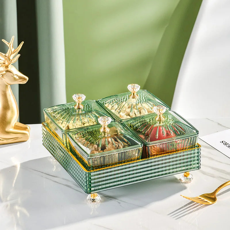 Removable Serving Dishes with Lid Decorative Snacks Tray Fruit Plate Fruit Platter for Candy Dessert Veggies Nuts Snacks