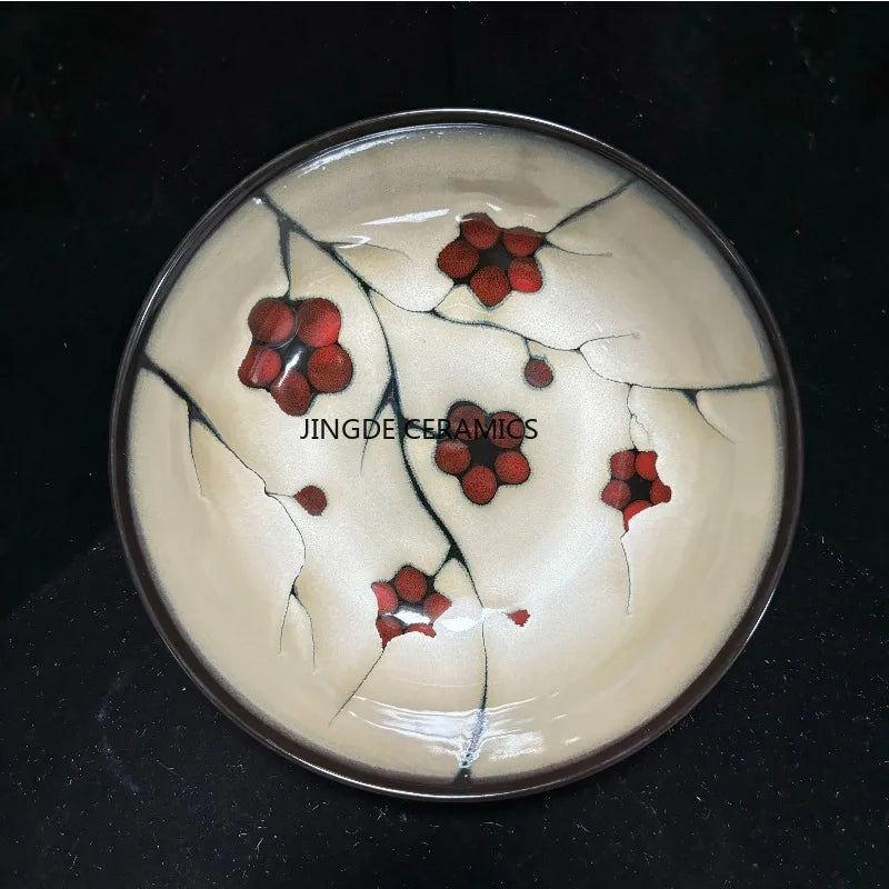 Japanese Ceramic Tableware Household Hand-painted Plum Blossom Ceramic Plate Rice Bowl Home Dinner Plates Kitchen Accessories