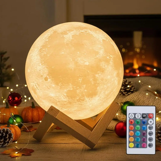 Mydethun 16 Color 3D Moon Lamp With Remote And Wooden Stand