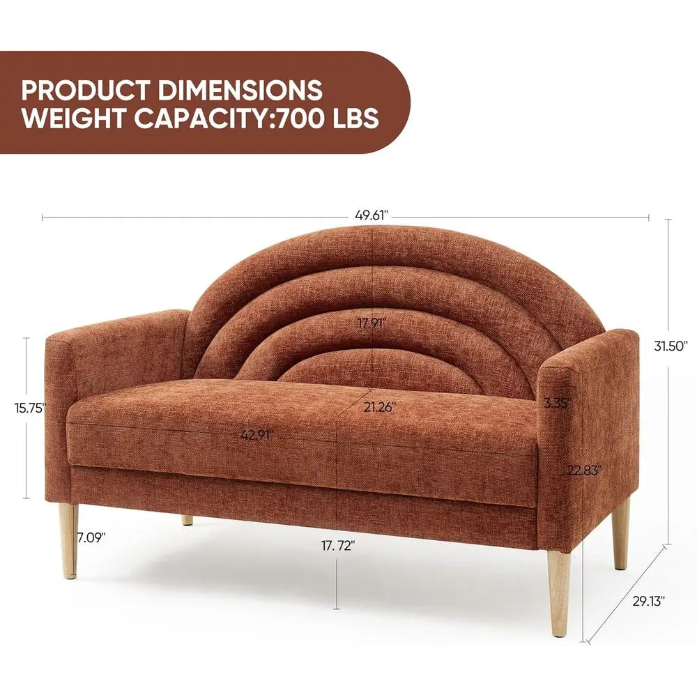 49" Small Loveseat Sofa or Small Spaces,Mid  Century Sofa, Linen Upholstered furniture with Wood frame, Mini Couch or Living Room/Bedro