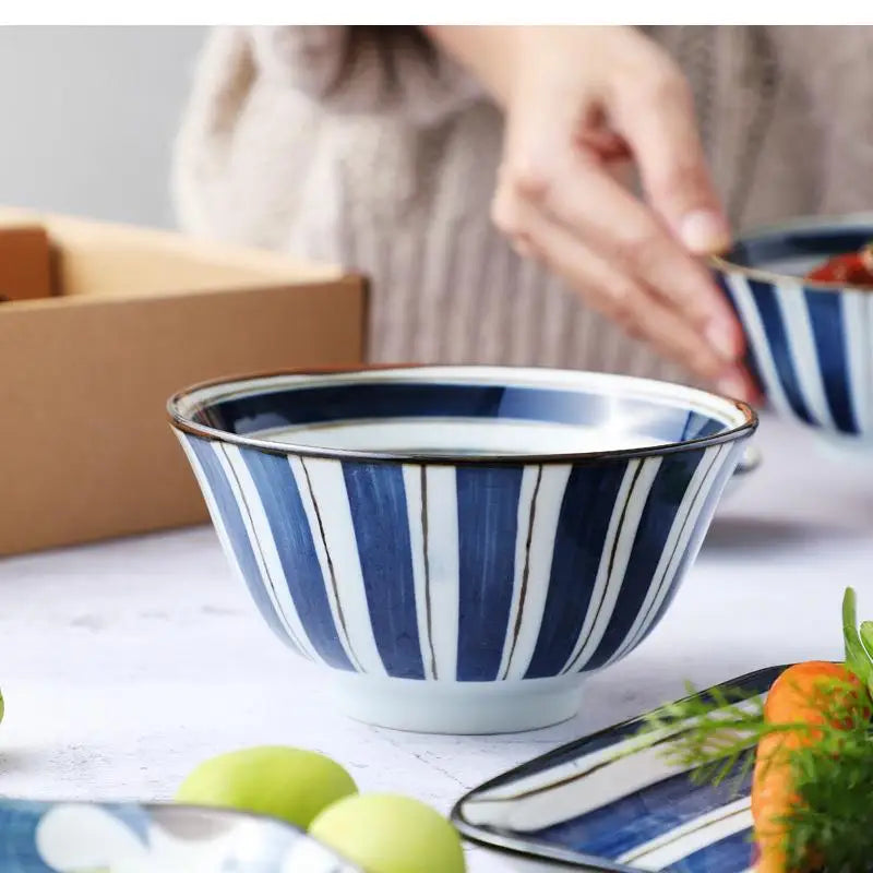 Japanese Retro Ceramic Dinnerware Set With Plates And Bowls