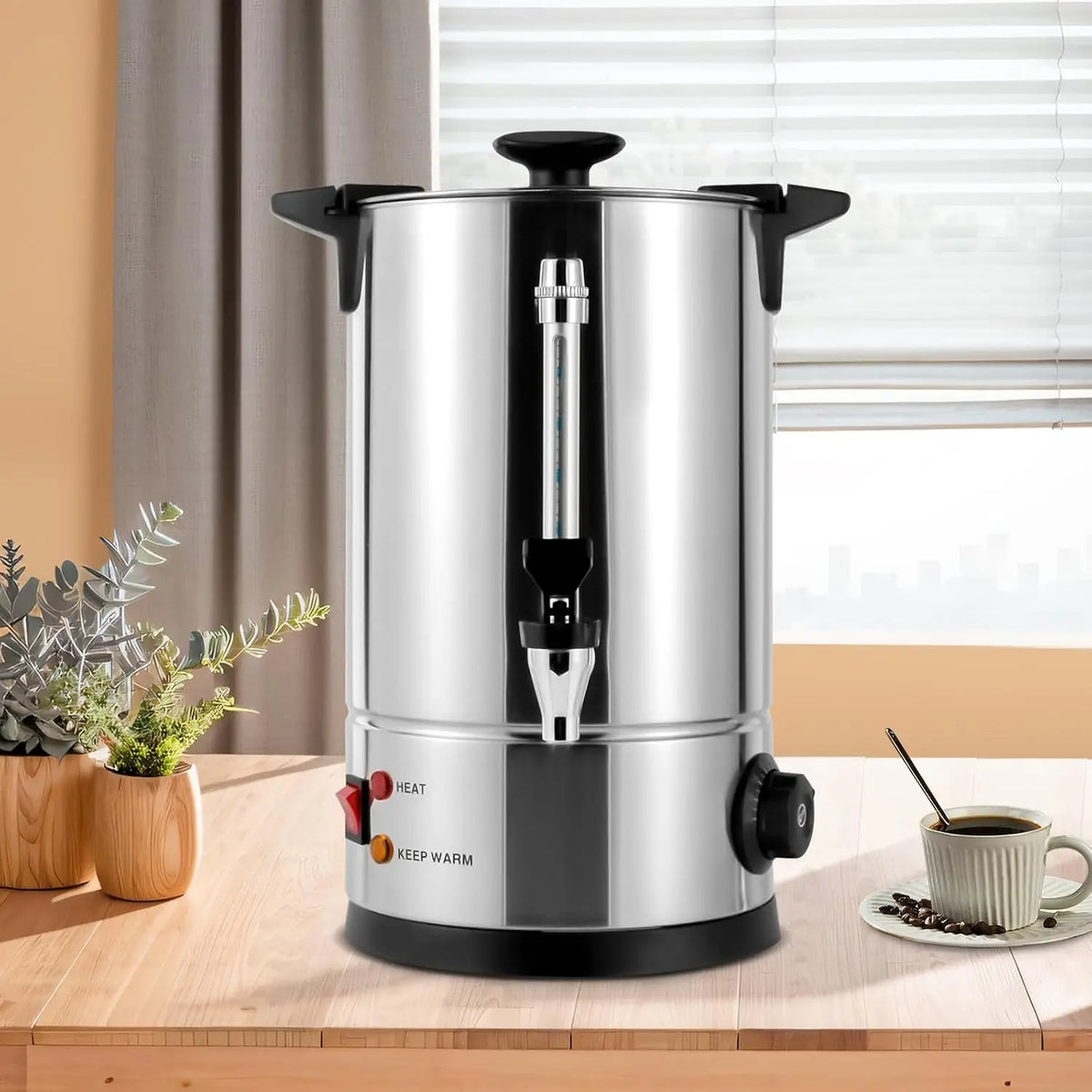 1000W Percolator Coffee Pot Tea Urn Coffee Maker, 8L/270Oz StainlSteel Electric Commercial Coffee Urn