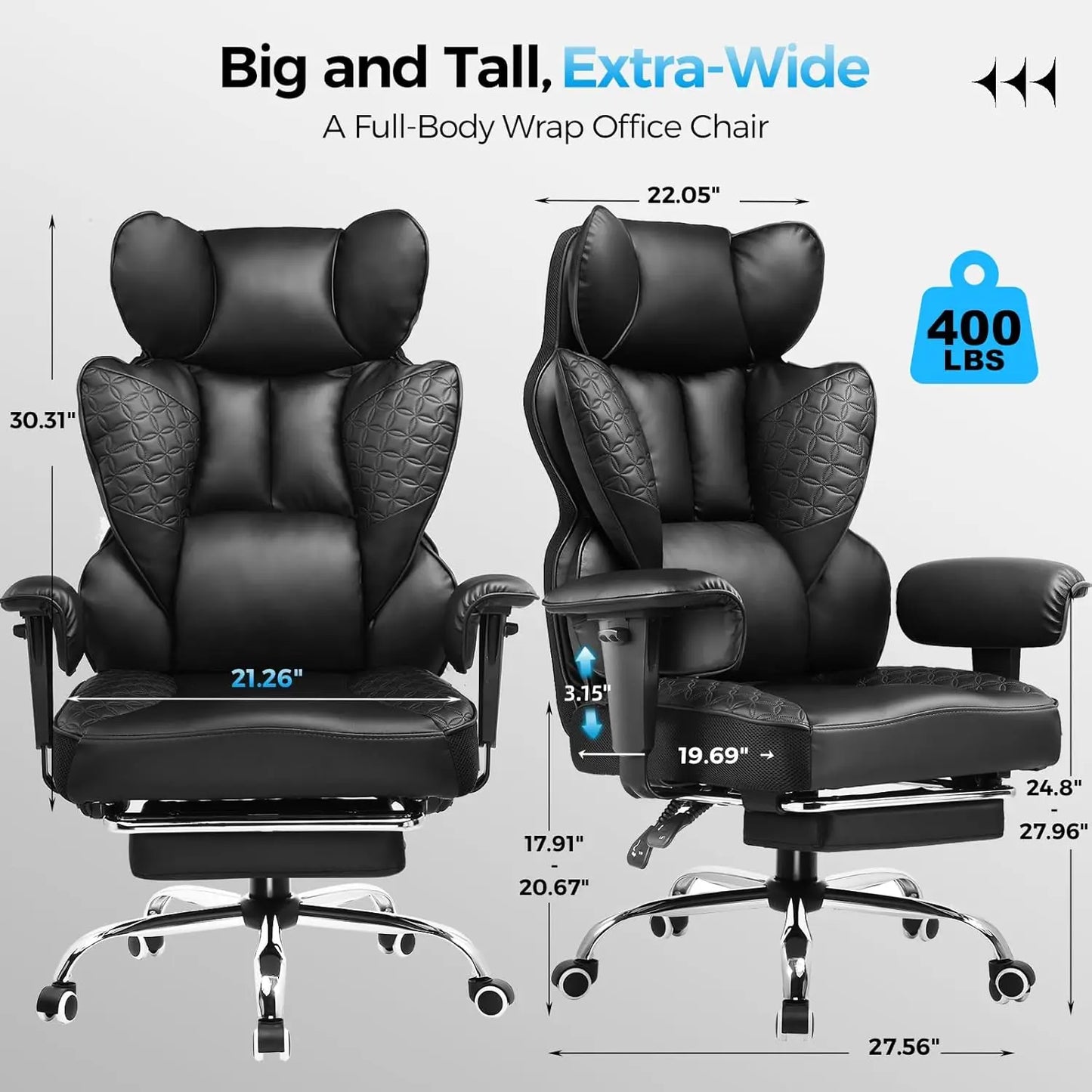 Ergonomic Gaming Chair With Footrest And Adjustable Armrests