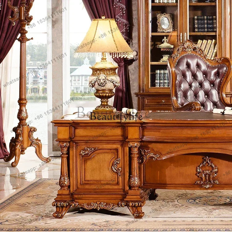 56American all solid wood desk home European office boss table