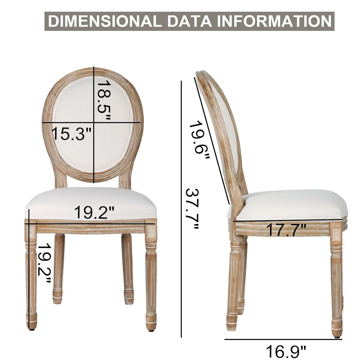 Frame French Country Square Back Dining Chairs Set 2