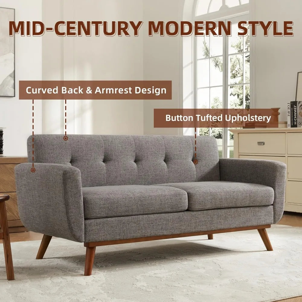 Loveseat Sofa Mid Century Modern Button Tufted Upholstered Customized