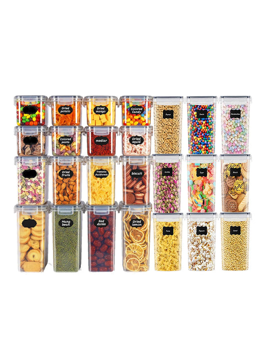 48 Count Sealed Plastic Food Storage Containers With Lids For Pantry Labeled