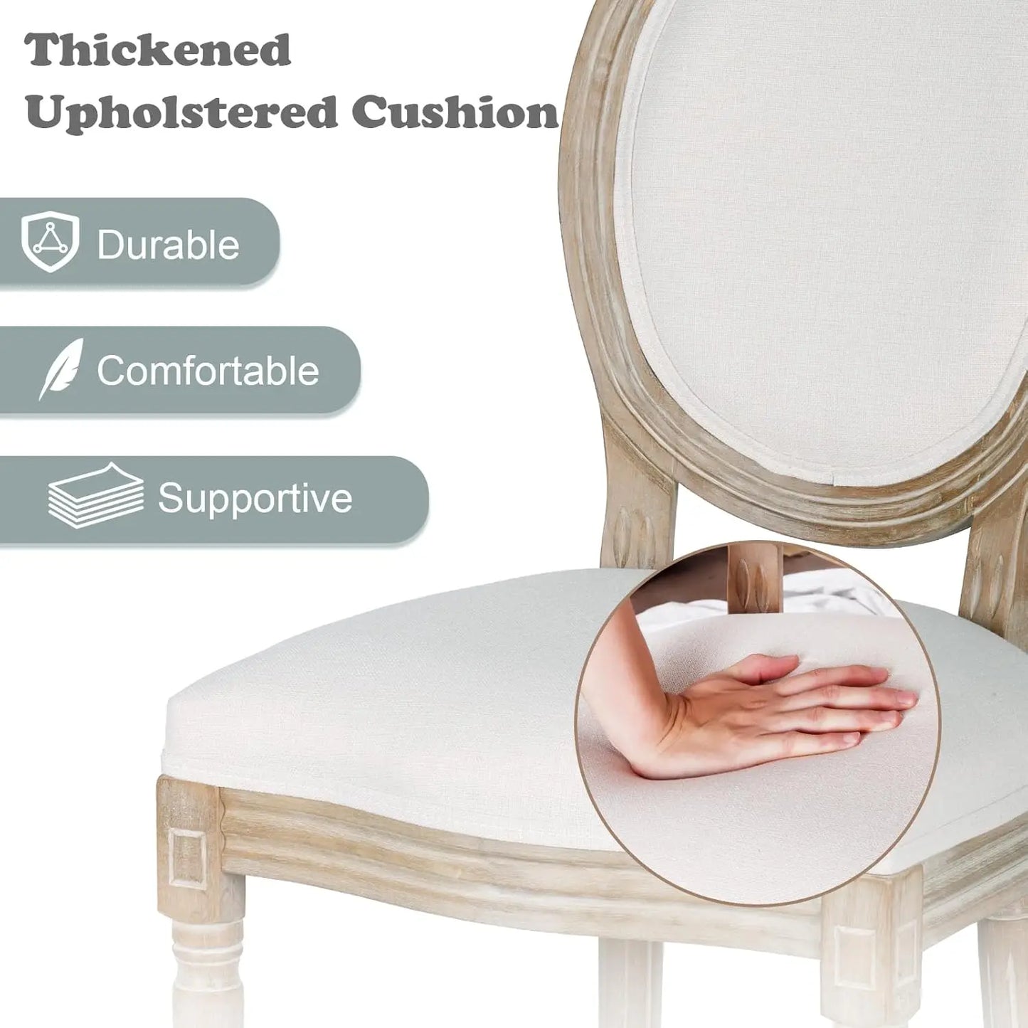 Frame French Country Square Back Dining Chairs Set 2