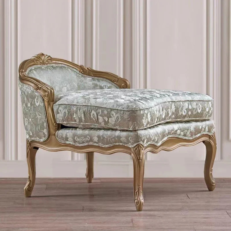 French Style Solid Wood Carved Recliner Single Sofa Chair