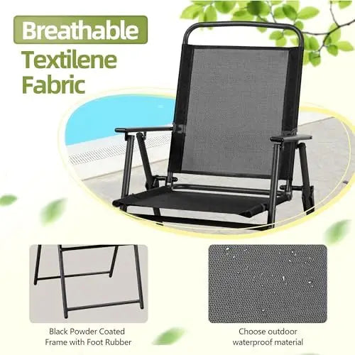 6 Piece Folding Patio Dining Set With Chairs And Umbrella