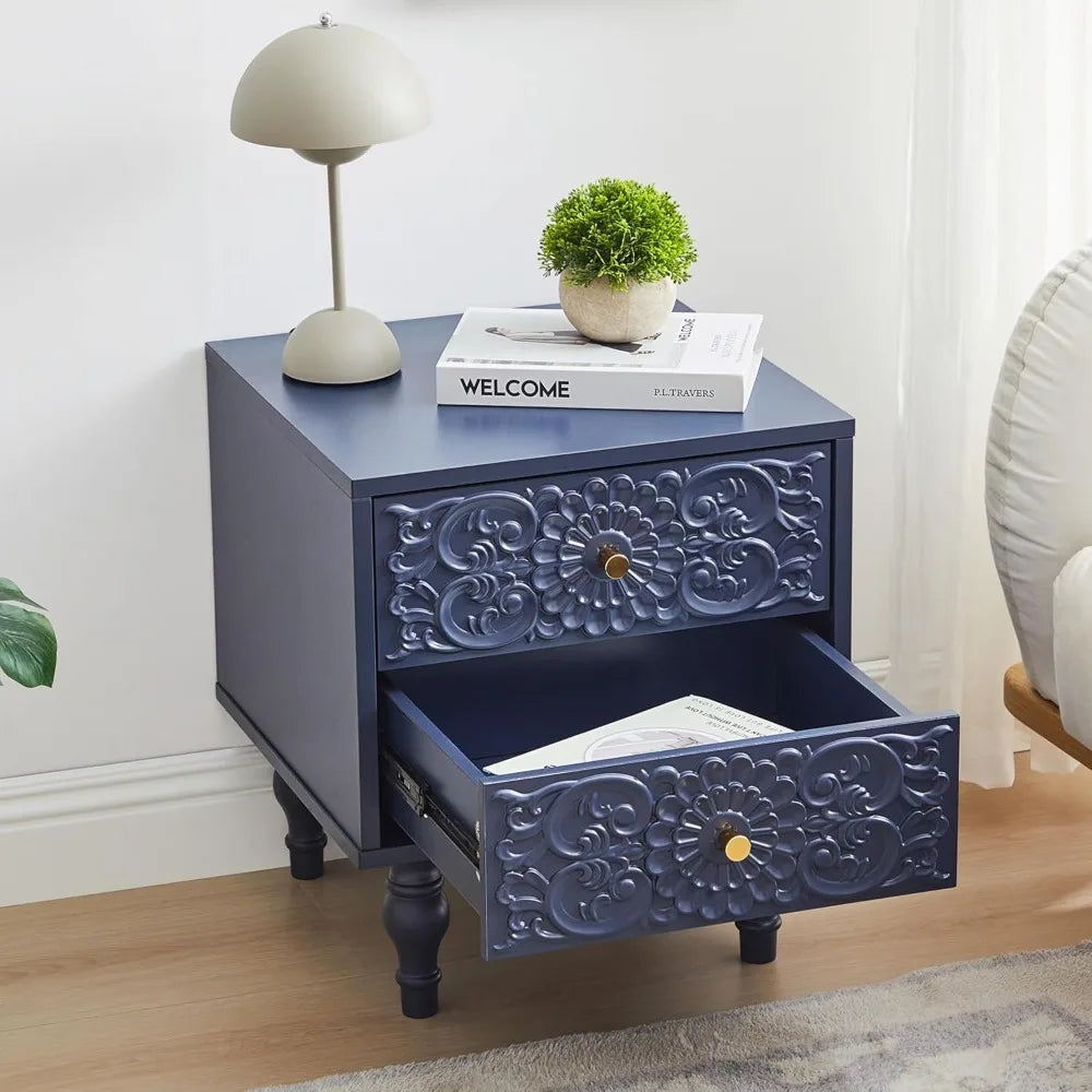 XIAOLANG Nightstand Farmhouse Bedside Table With Two Drawers