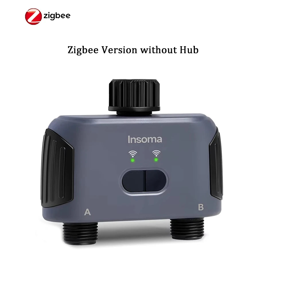 Insoma Zigbee WiFi Automatic Water Timer 2 Outlet Garden Irrigation