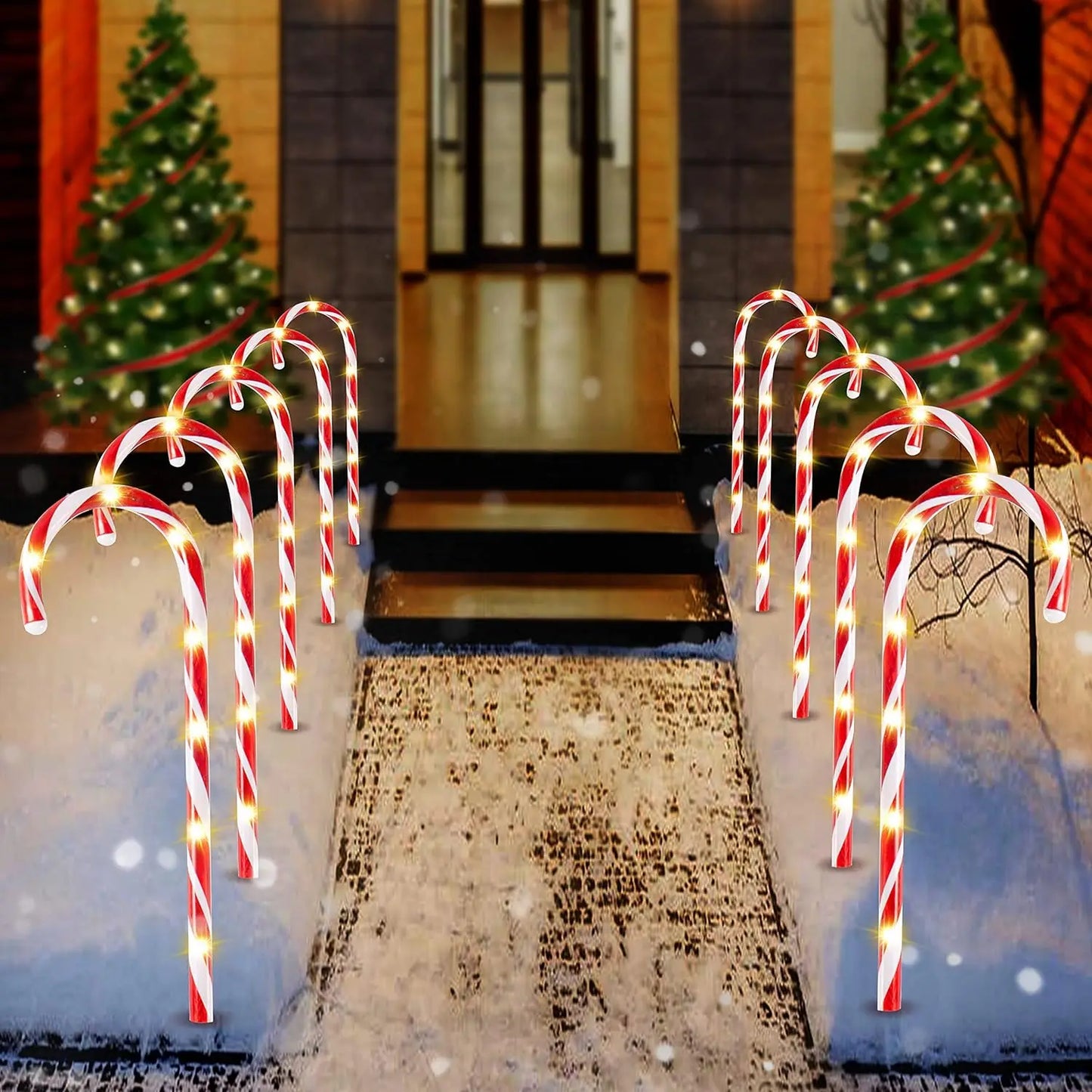 Joyfy Christmas Candy Cane Pathway Lights Set Of 12