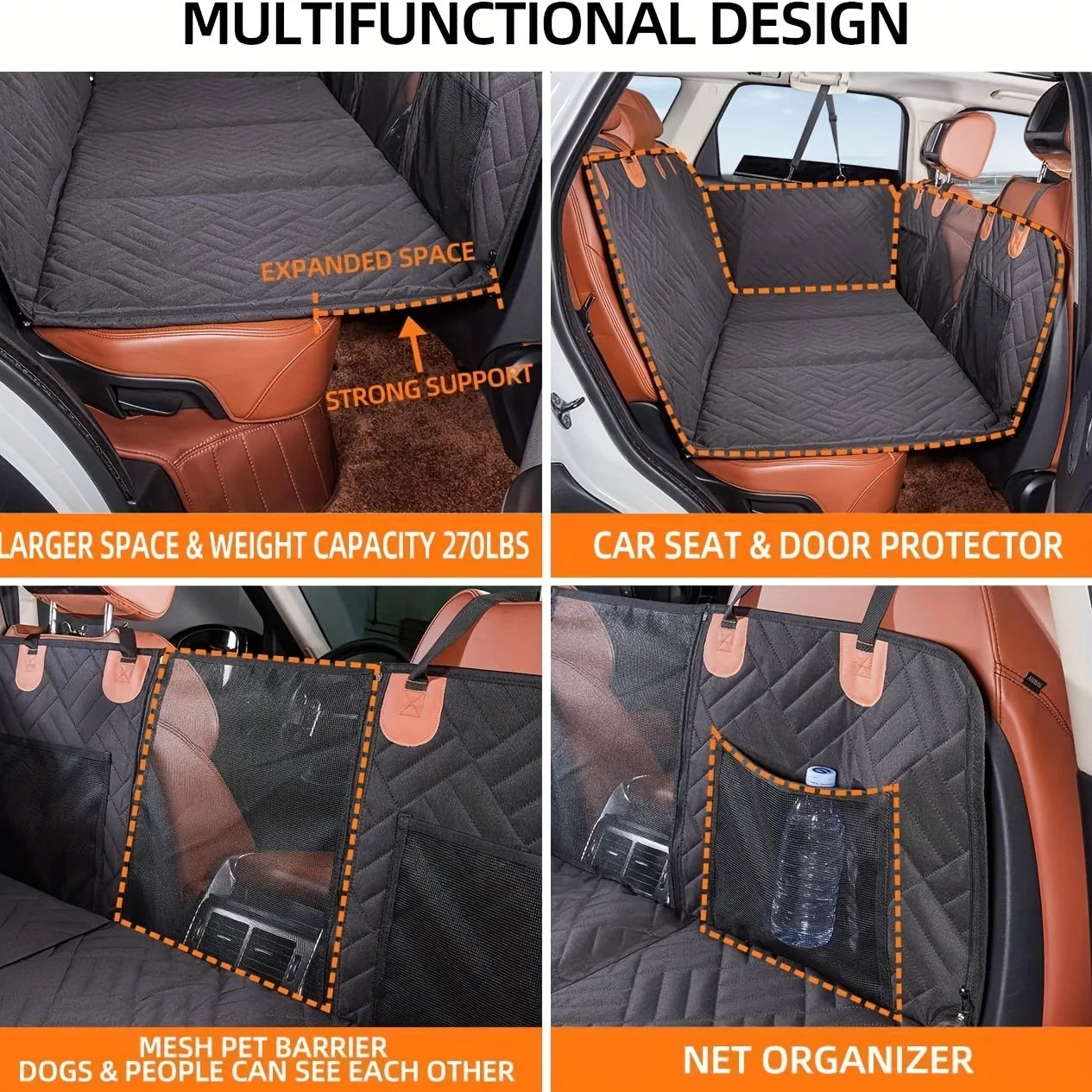 Waterproof Dog Car Seat Cover Hammock Nonslip Back Seat Protector
