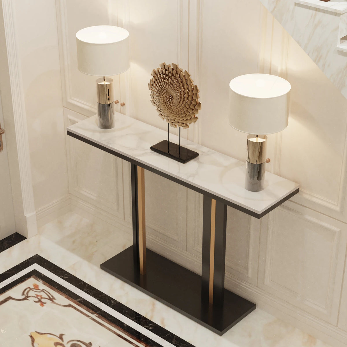 Modern Marble Console Table Iron Frame Hallway Sofa Table