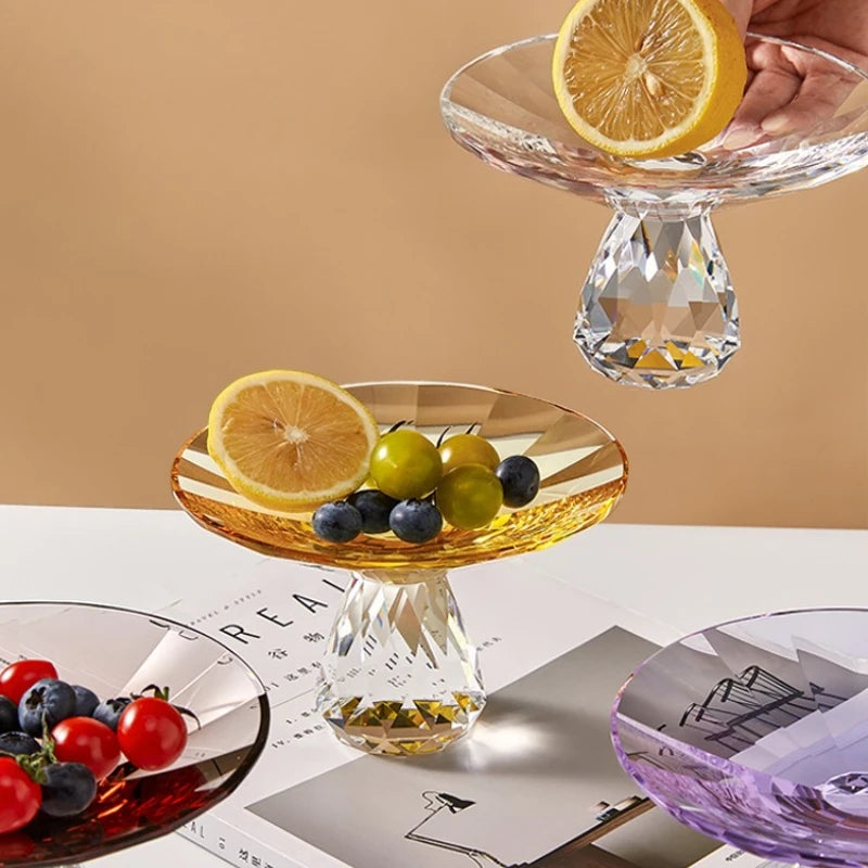 K9 Crystal Glass Cake Stand,Crystal Glass Fruit Plate, Display Desserts Holder for Wedding Cakes Serving Platters