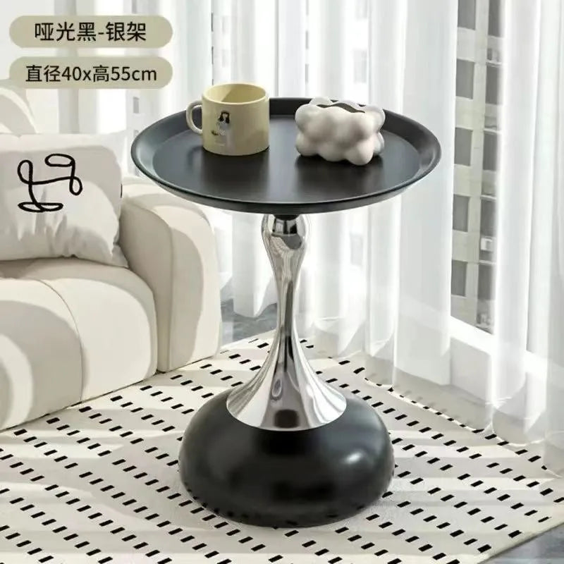LIUSHADUOLA Modern Wrought Iron Round Corner Coffee Table