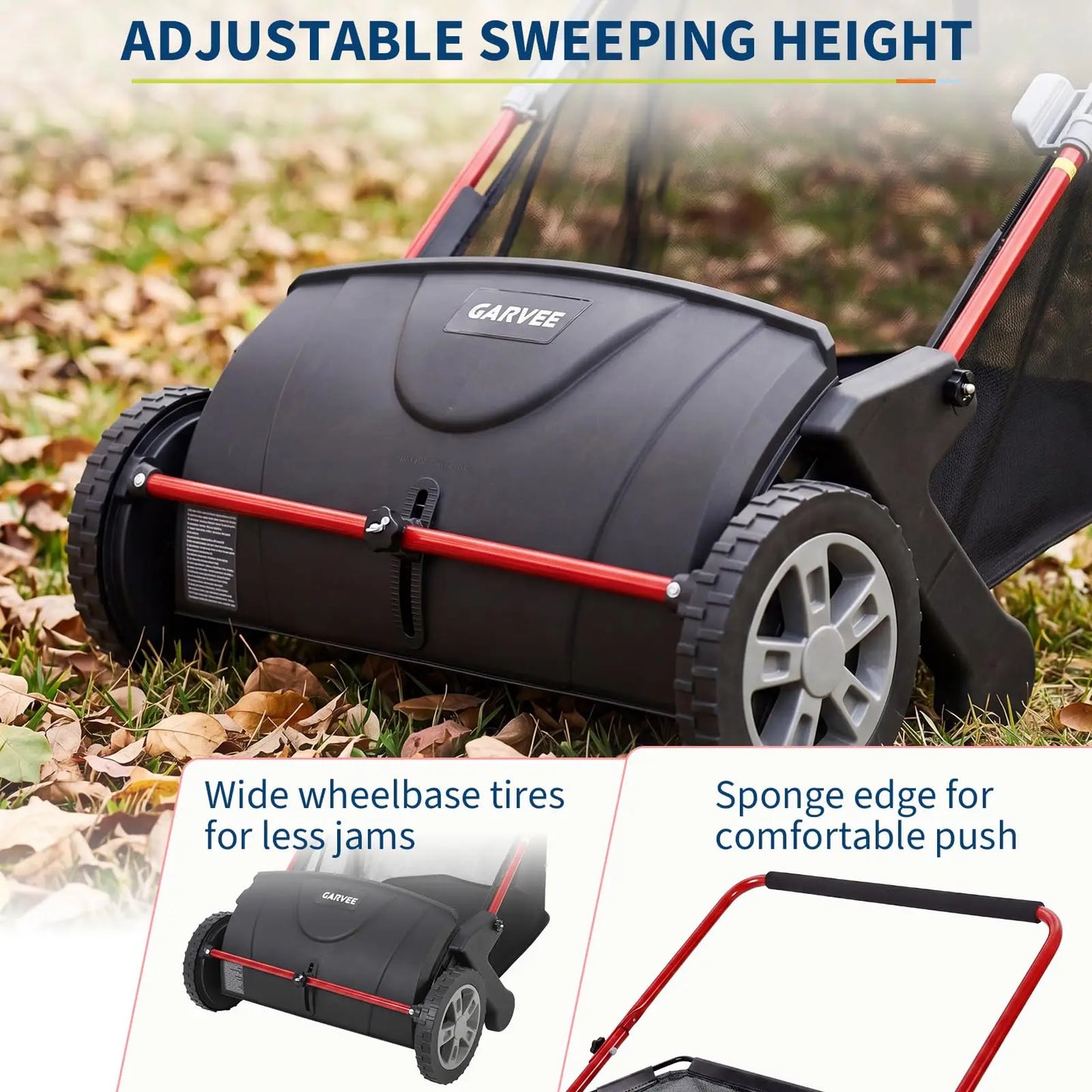 Studyset Manual Push Lawn Sweeper 4 Spinning Brushes And 3.5 Cu Ft Collector
