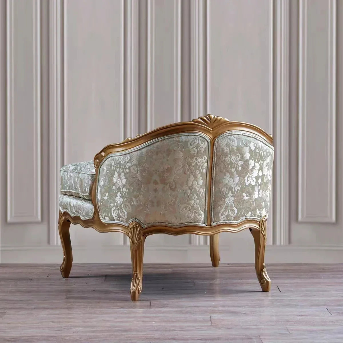 French Style Solid Wood Carved Recliner Single Sofa Chair