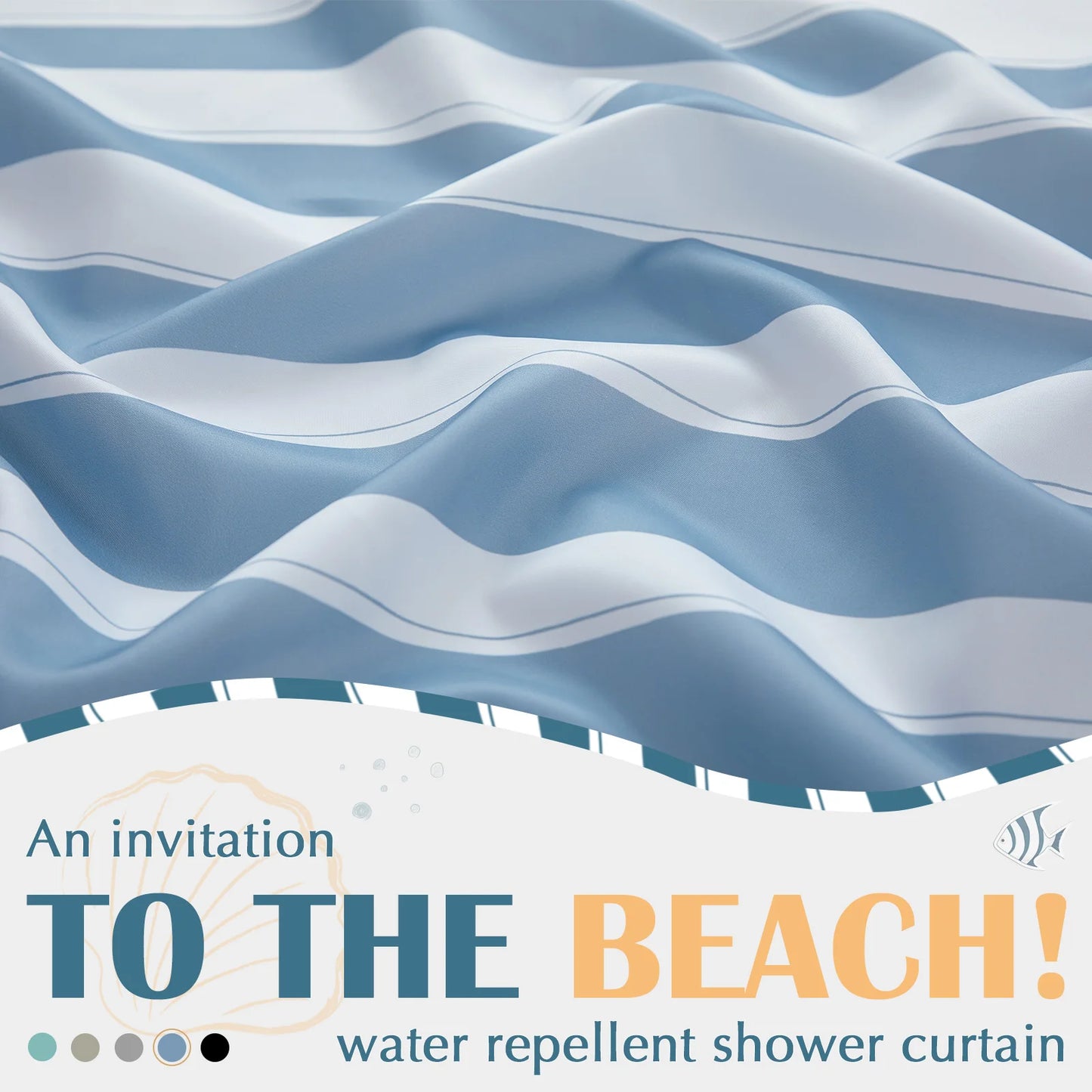 Waterproof Shower Curtain 70x72 Inch, Modern Striped Fabric Bath Curtains with Hooks for Bathroom, Machine Washable