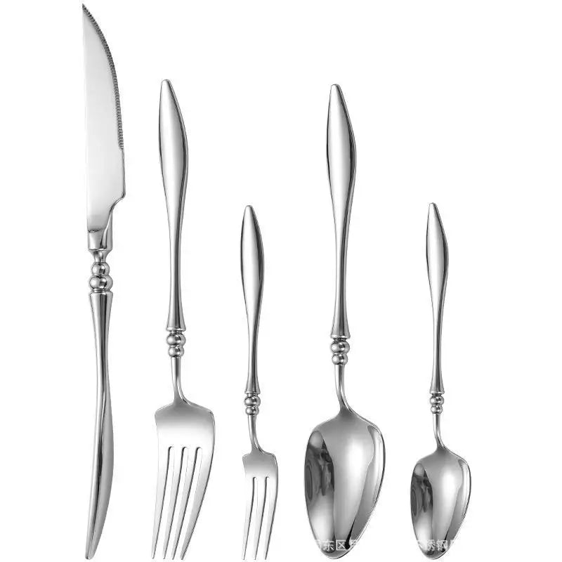 YIJIANDNEW 5Pcs Stainless Steel Cutlery Set 304 Dinnerware Dishwasher Safe
