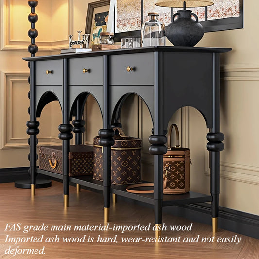 Arch Design French Retro Entryway Living Room Cabinet Entryway Storage Rack Cabinet Style Solid Wood Home furniture accessories