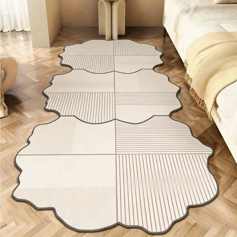 Floral Irregular Plush Rug For Bedroom Living Room Floor Mat