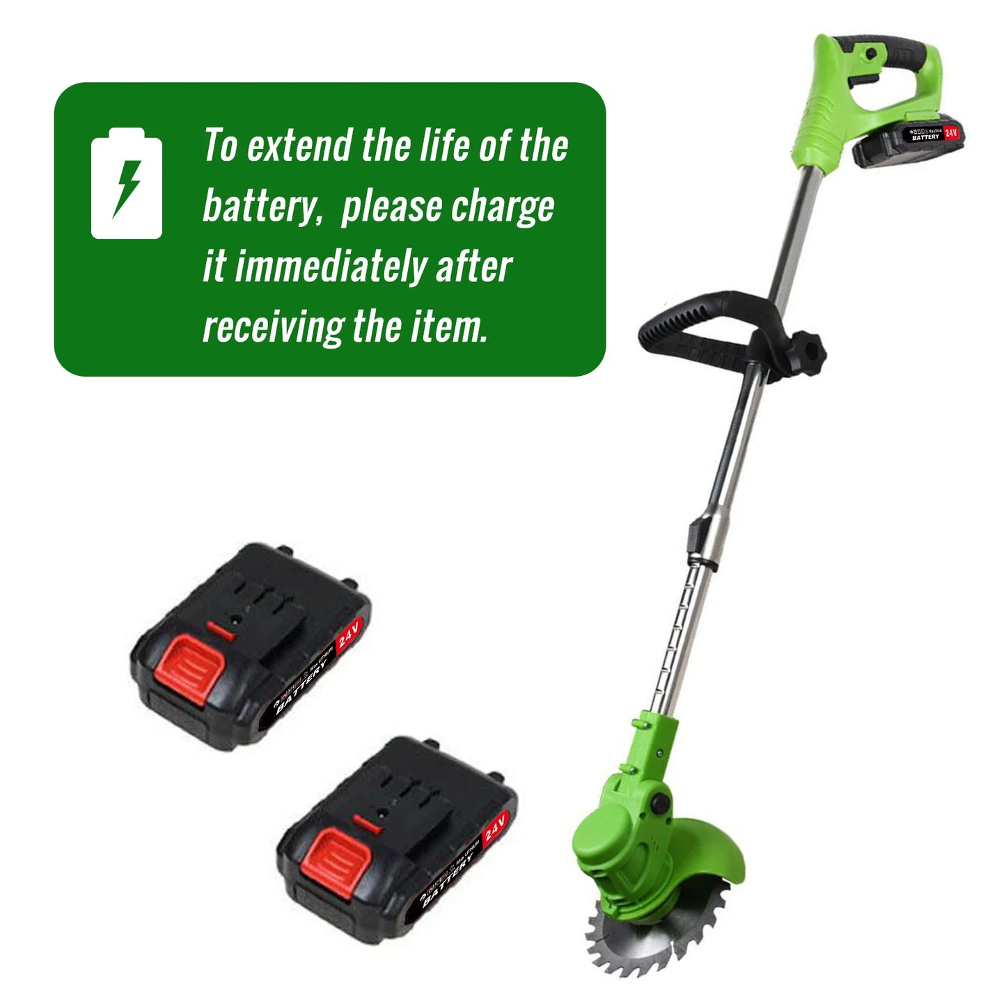 Cordless 2-In-1 Weed Trimmer With Battery Charger For Yard HG0076