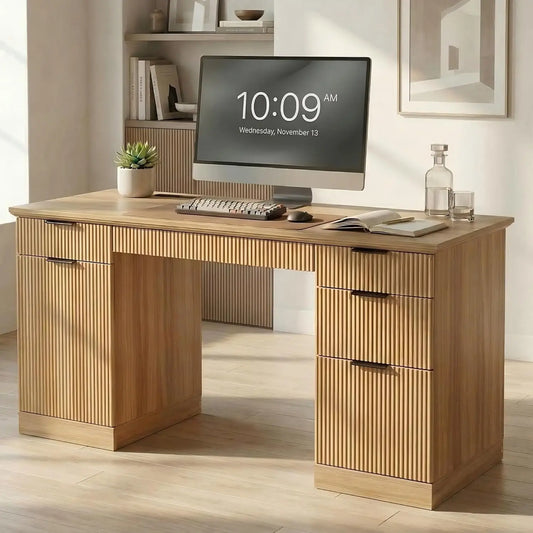 Executive Desk With USB Outlet And File Drawer Oak