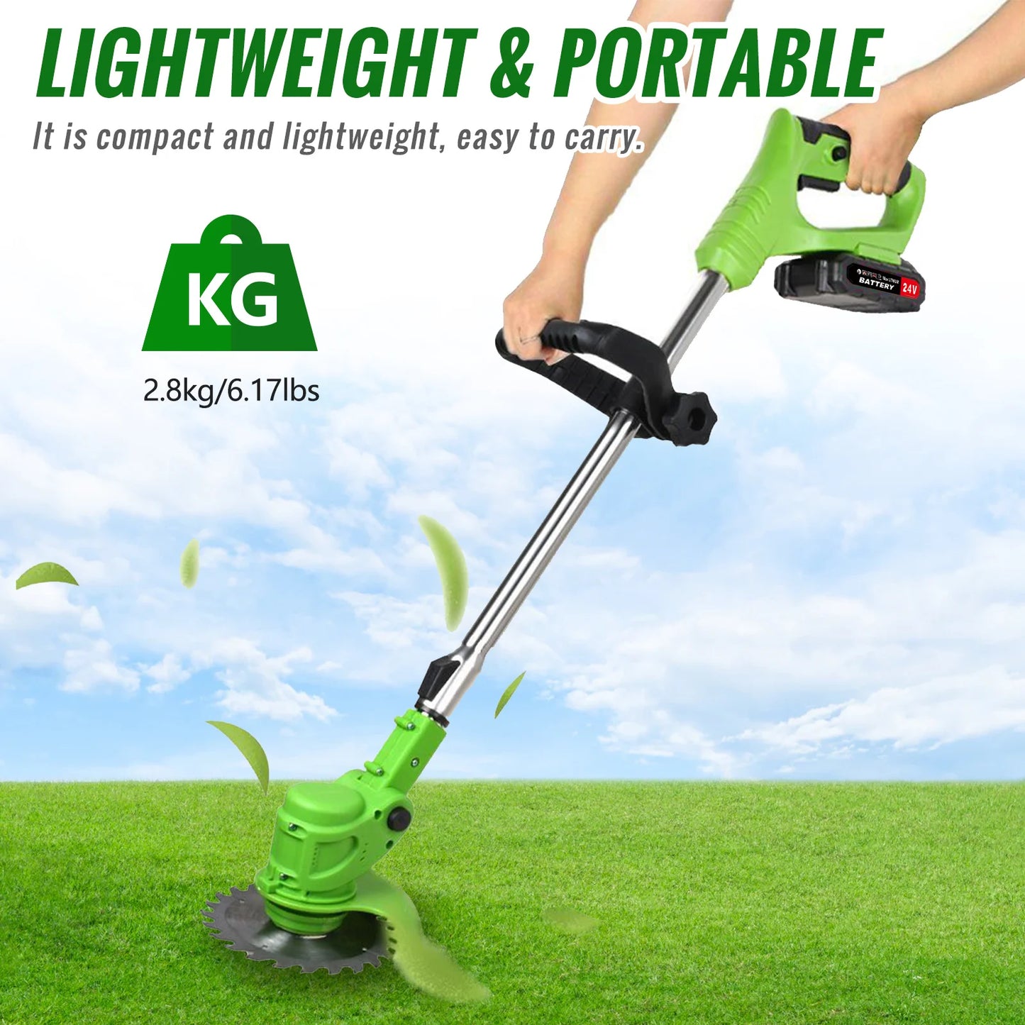 Cordless 2-In-1 Weed Trimmer With Battery Charger For Yard HG0076