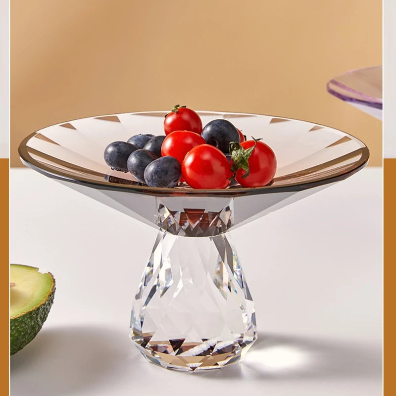 K9 Crystal Glass Cake Stand,Crystal Glass Fruit Plate, Display Desserts Holder for Wedding Cakes Serving Platters