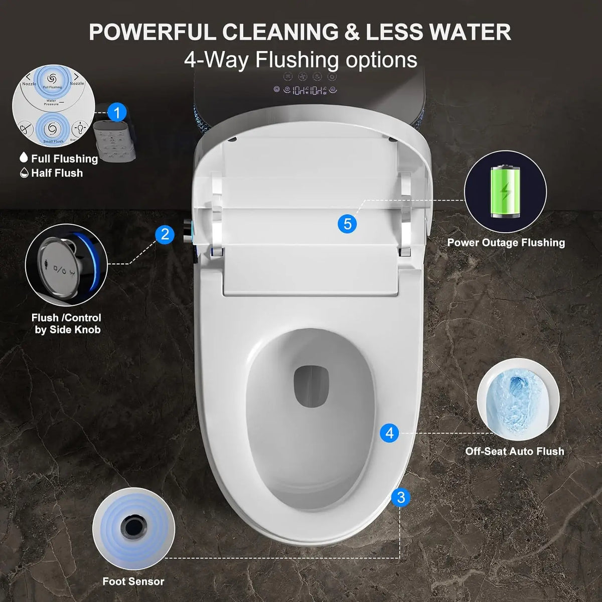 Modern Tankless Bidet Toilet With Automatic Opening Seat Lid