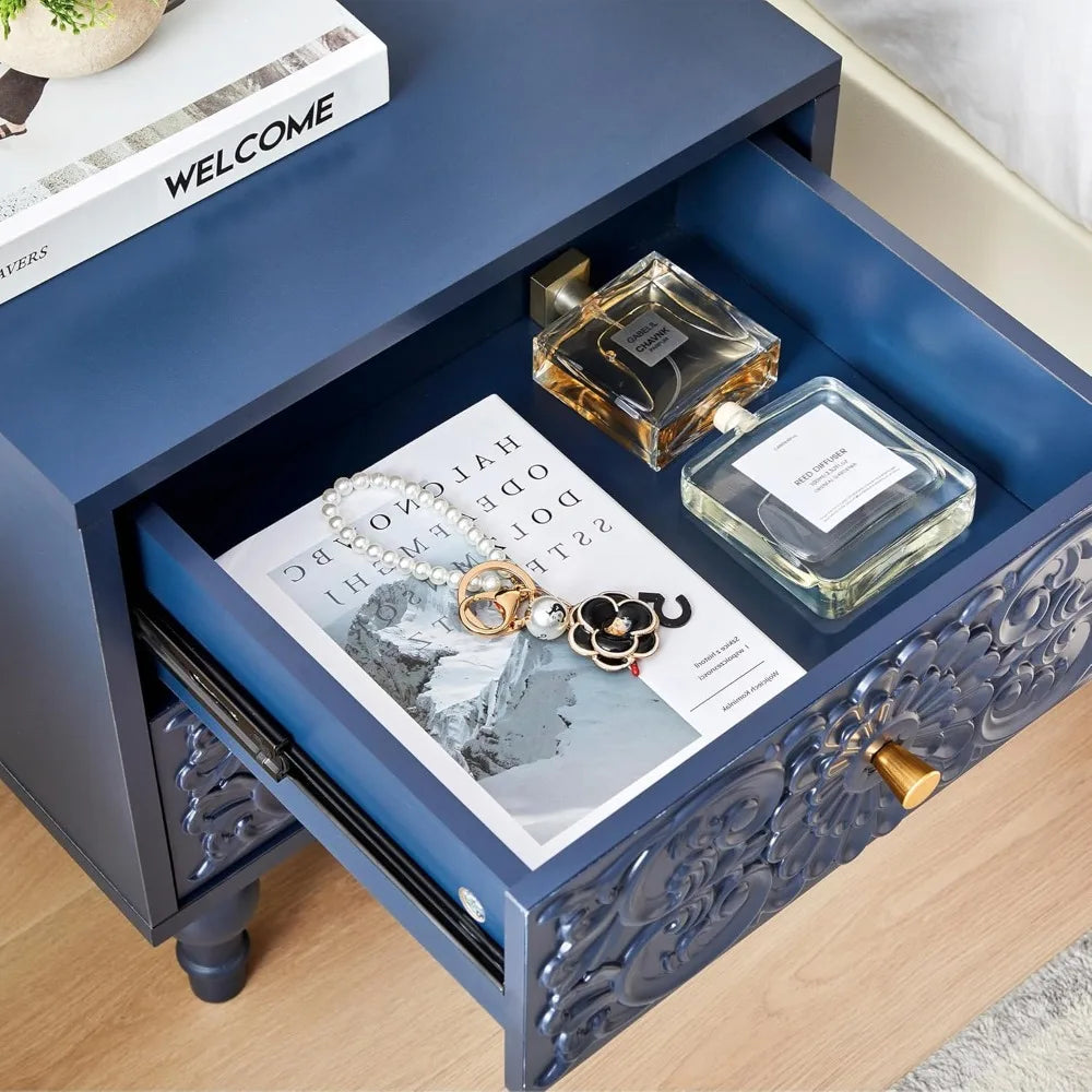 XIAOLANG Nightstand Farmhouse Bedside Table With Two Drawers