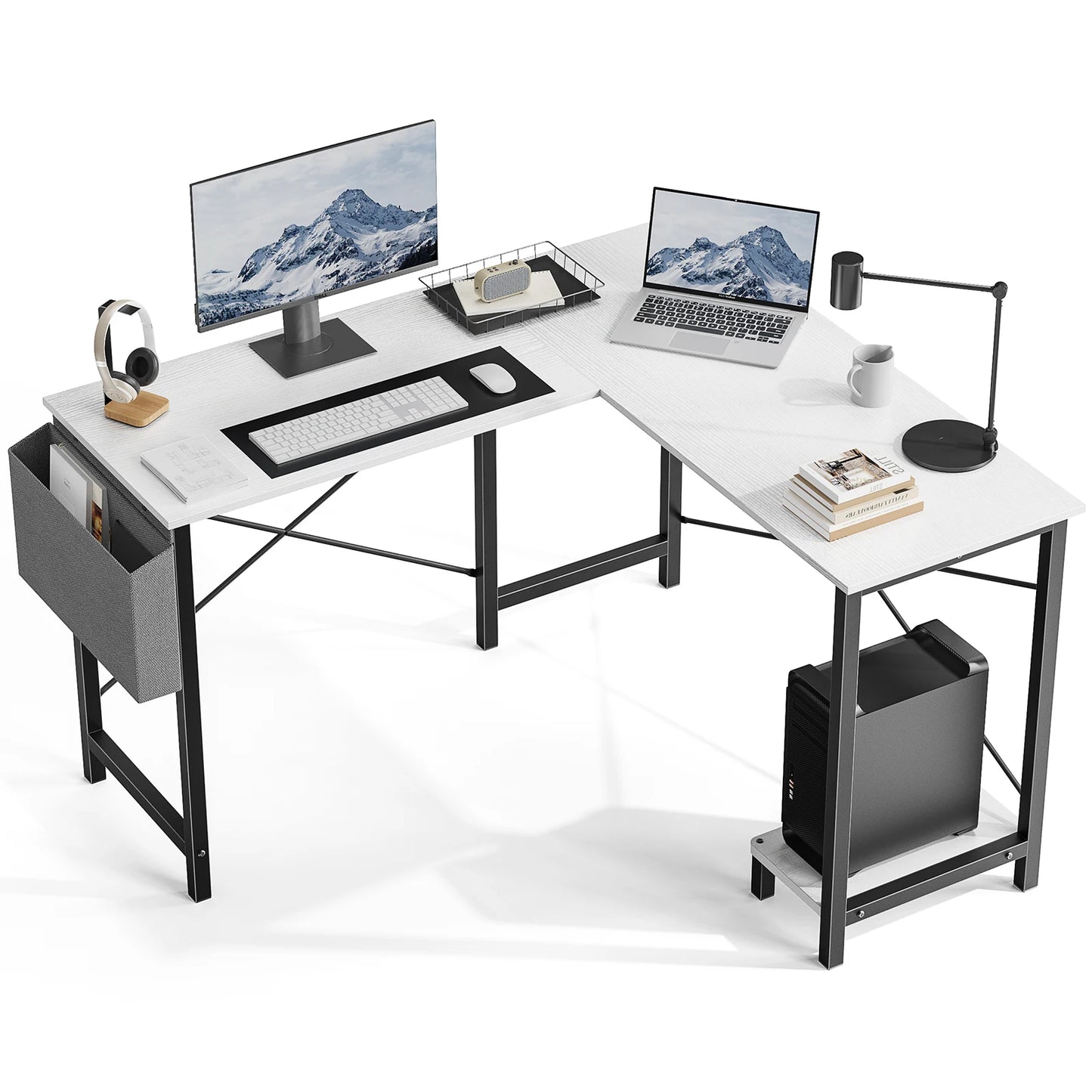 JHK Gaming Corner Desk With CPU Storage Shelf And Bag