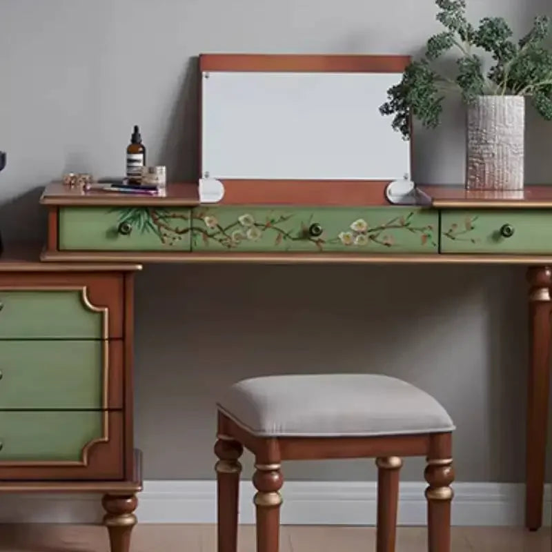 Hidden European Vanity Table Dest Drawer Brown Saving Small Dressing Table Corner Wood Space Makeup Tafel Furnitures For Bedroom