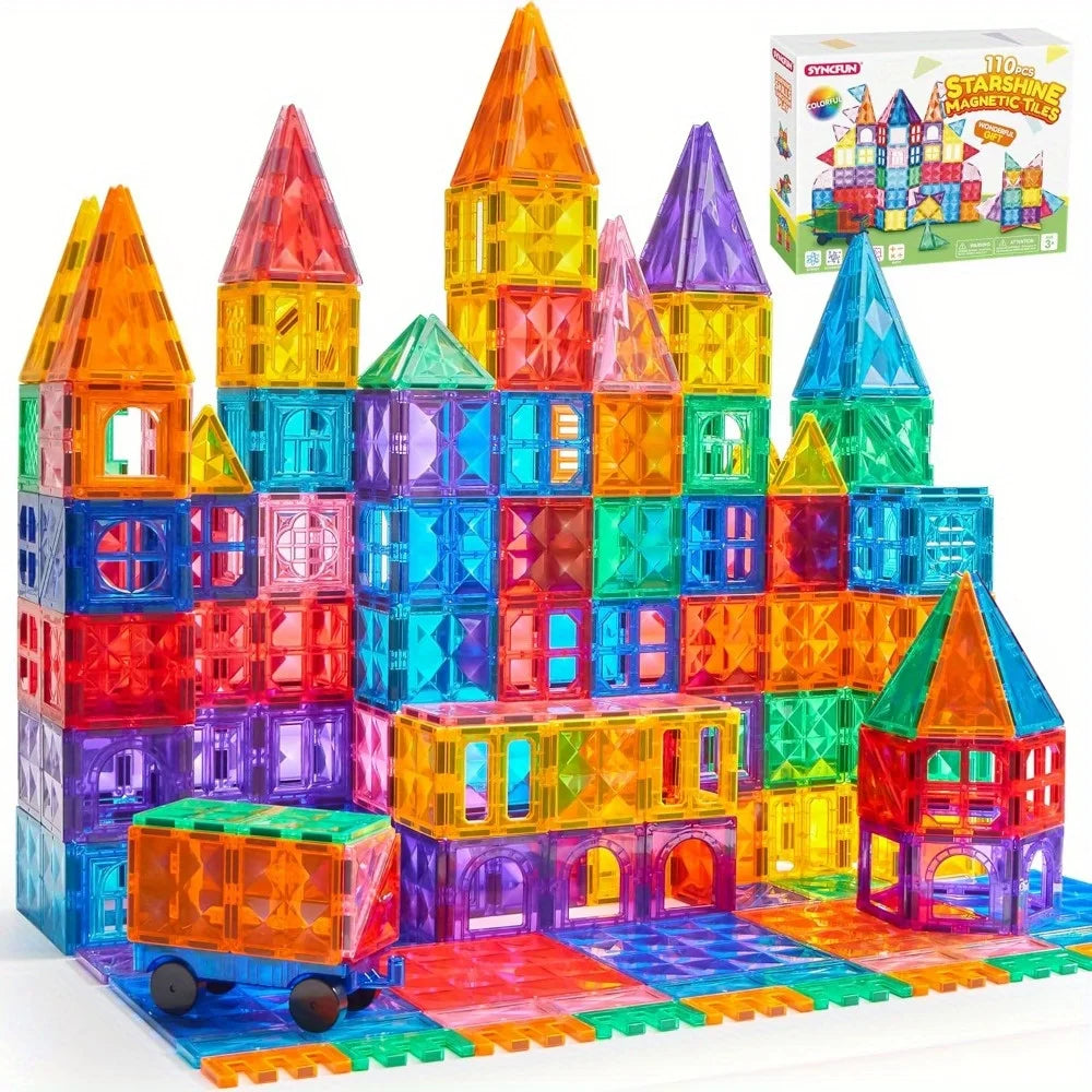 Joyfy Magnetic Building Tiles 3D Set With Vehicle Blocks For Kids
