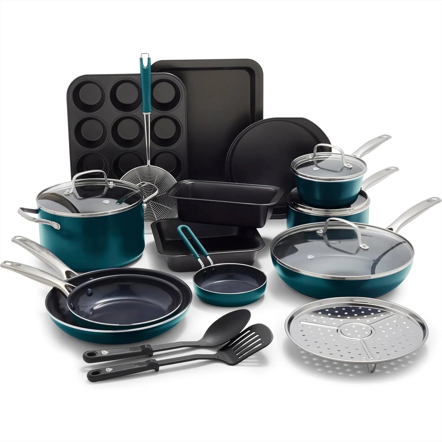 Diamond Infused Ceramic Nonstick Cookware And Bakeware Set PFAS Free