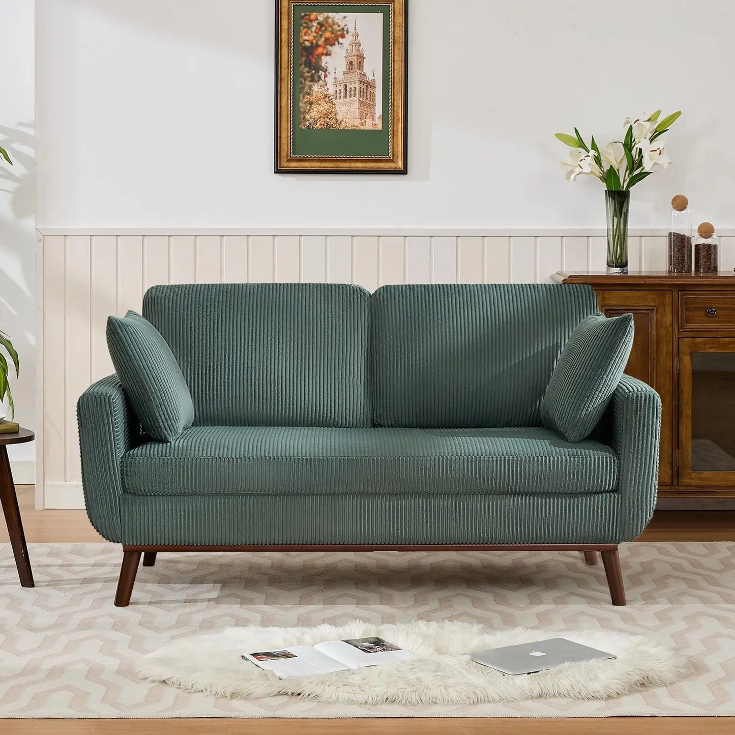 Loveseat Sofa Mid Century Modern Button Tufted Upholstered Customized